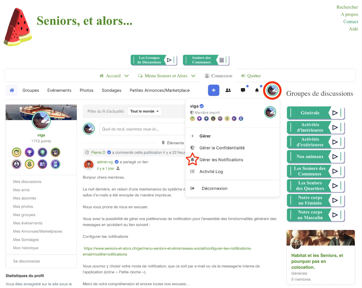 aide gérer notifications
